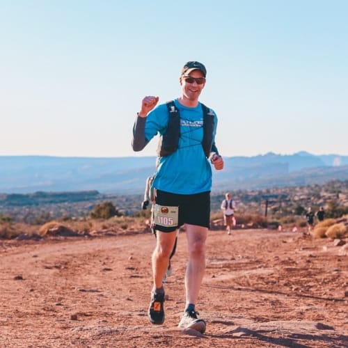 Nick Polt trail running in the desert